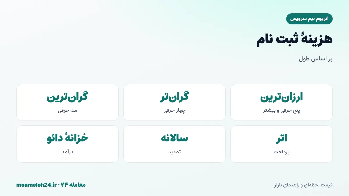 اینفوگرافیک هزینه ثبت نام ENS؛ نام های پنج حرفی ارزان، سه و چهار حرفی گران، پرداخت سالانه با اتر، دوره مهلت پس از انقضا و درآمد خزانه دائو